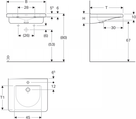 Раковина 60 см Geberit Renova Comfort 128661000, белый