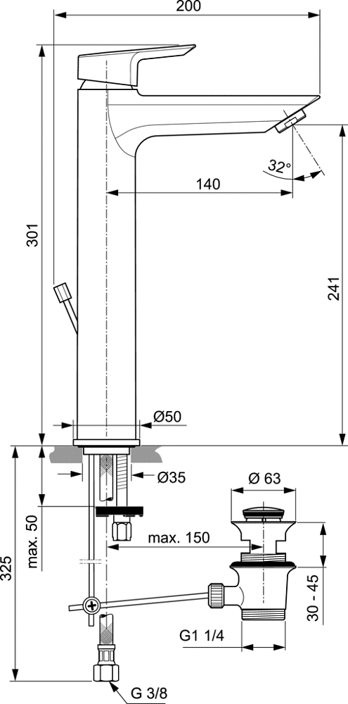 Смеситель Ideal Standard Tesi A6573AA для раковины, хром