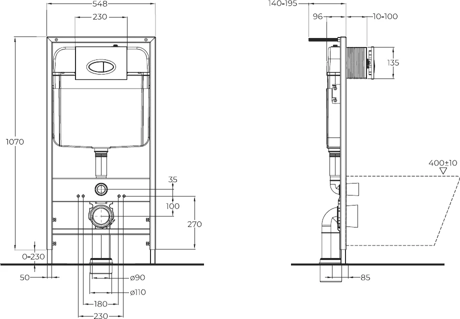 Комплект унитаза с инсталляцией Cezares Stylus CZR-513-TH-R/CZR2316SC/BB026/BB051CR с сиденьем микролифт и клавишей смыва хром