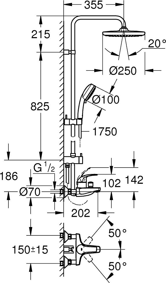 Душевая стойка Grohe Tempesta Cosmopolitan 26674000, хром