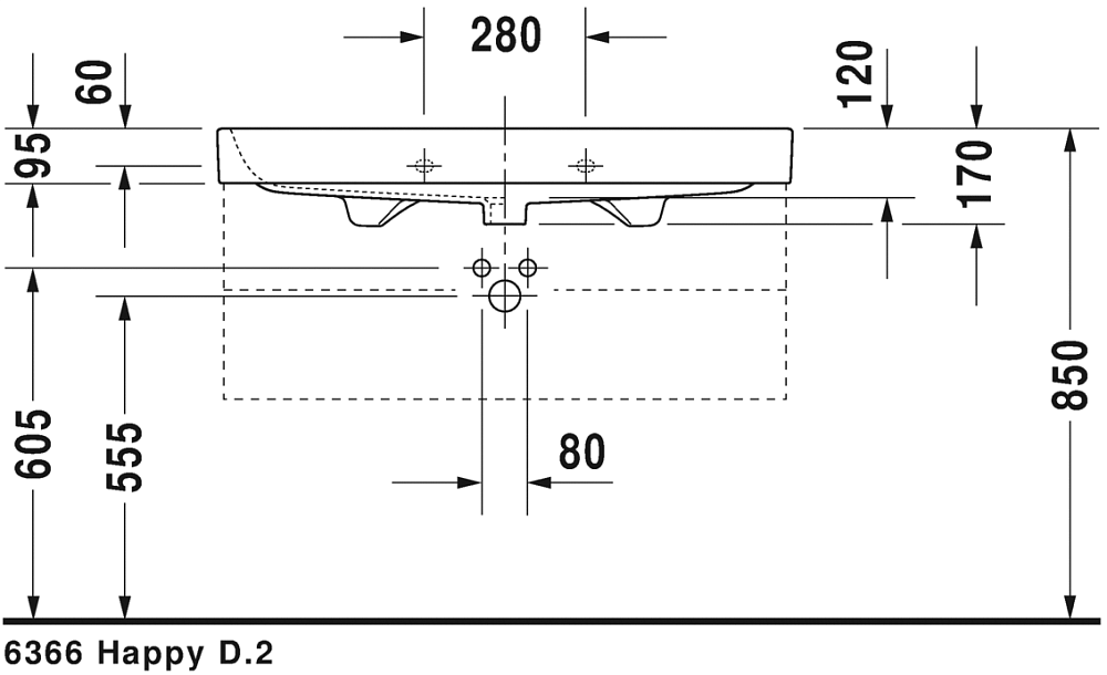 Раковина 100 см Duravit Happy D.2 2318100000