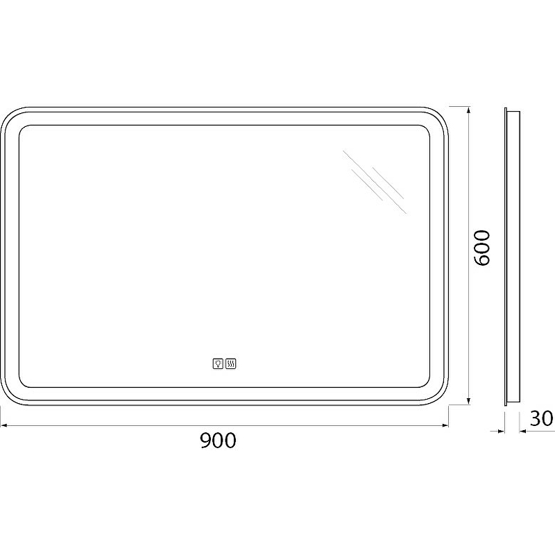 Зеркало BelBagno Marino SPC-MAR-900-600-LED-TCH-WARM 90 см, с подсветкой, подогревом и сенсорным выключателем