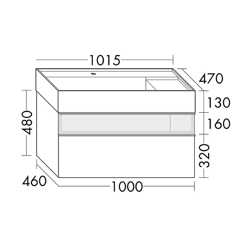 Тумба с раковиной Burgbad Yumo 100 SFMX102 F3193C0001*1, белый глянец