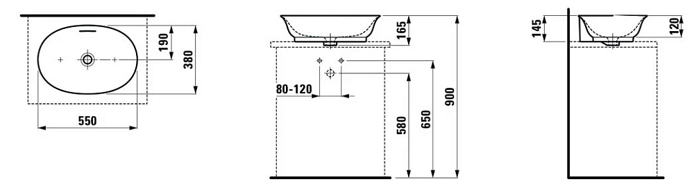 Раковина накладная Laufen New Classic 8.1285.3.757.109.1 белый