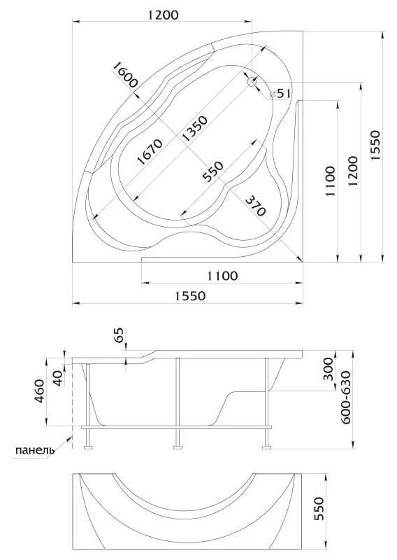 Акриловая ванна 1MarKa Grand Luxe 01грл1515 белый