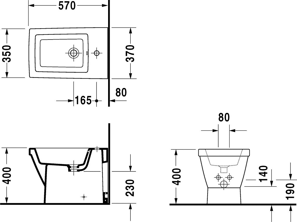 Напольное биде Duravit 2ND floor 0136100000