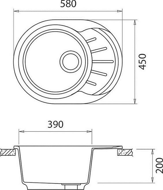 Кухонная мойка GranFest Rondo GF-R580L чёрный