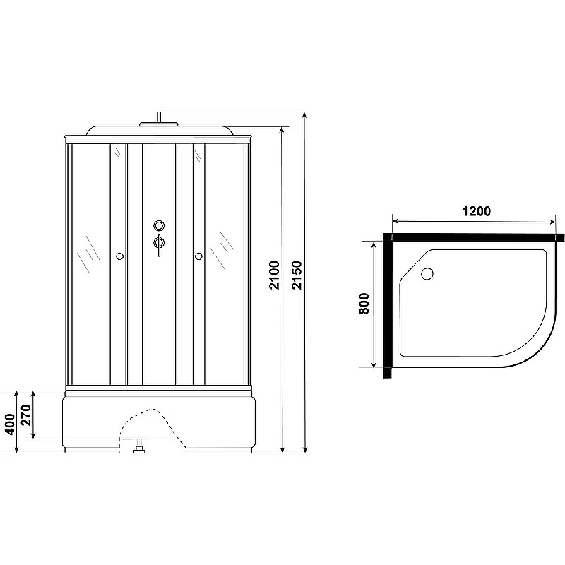 Душевая кабина Niagara Eco 120x80 L E120/80/40L/TN без гидромассажа