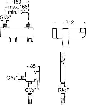 Смеситель для душа Roca Thesis 5A2050C00 с душевой лейкой