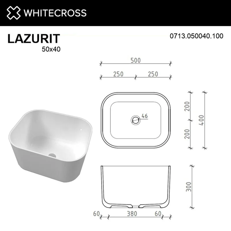 Раковина накладная Whitecross Lazurit 0713.050040.100 белый