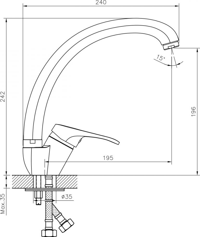 Смеситель для кухонной мойки Decoroom DR21021, хром