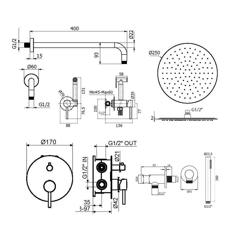 Душевая система Plumberia Selection Ixo KITZXO18NO черный