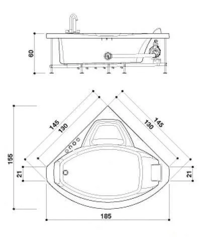 Акриловая ванна Jacuzzi Uma 9H50-014+9423-6700 белый