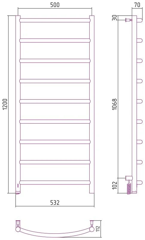 Полотенцесушитель электрический Сунержа Галант 4.0 00-0831-1250 хром