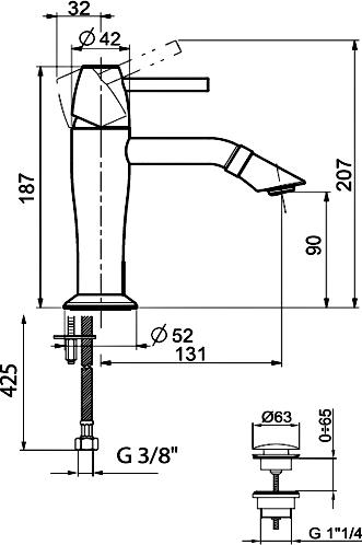 Смеситель Webert Opera moderna OE830102985 графит для раковины