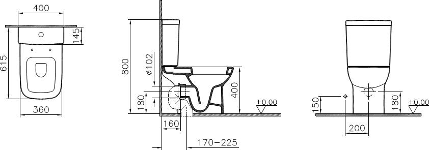 Унитаз-компакт VitrA S20 9819B003-7202 с микролифтом