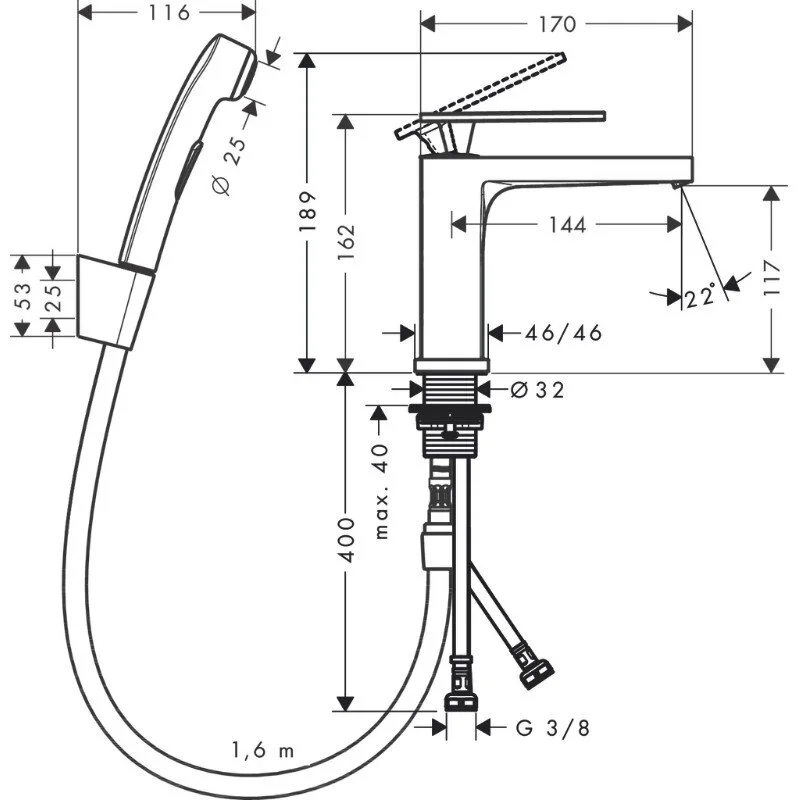 Смеситель для раковины Hansgrohe Tecturis E 73210000 хром