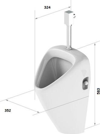 Комплект Писсуар Sanita luxe Long + Сифон для писсуара AlcaPlast A45B горизонтальный + Смывное устройство для писсуаров Lemark Project LM4612C