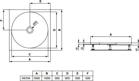 Поддон для душа 100x100 см Ideal Standard Tonic K670401 слив 90 мм, белый