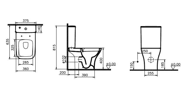 Унитаз-компакт VitrA Polar 9843B003-7201 безободковый, с микролифтом