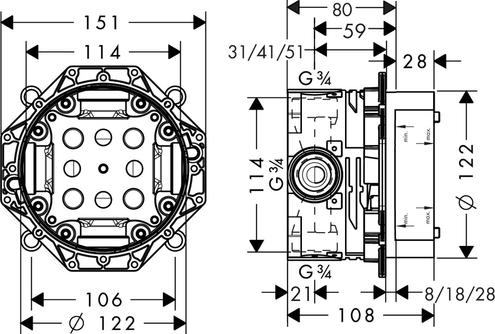 Монтажная коробка Hansgrohe Ibox Universal 01800180