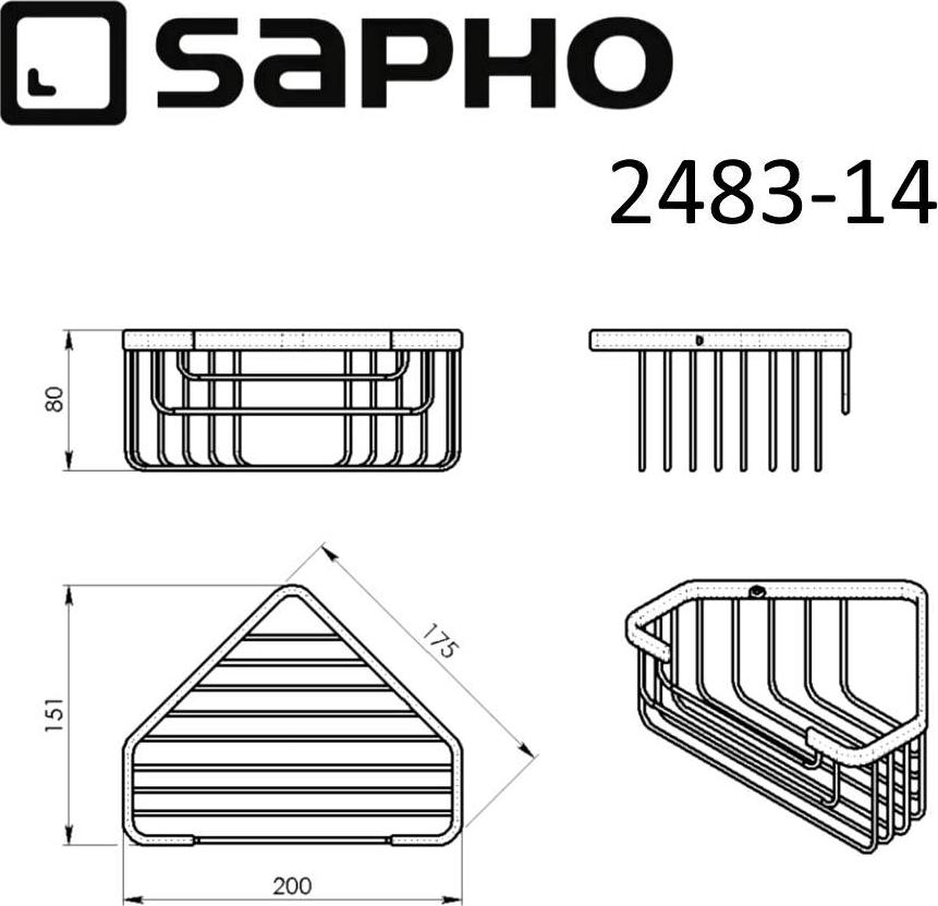 Угловая полочка Sapho Smart 2483-14, черный матовый