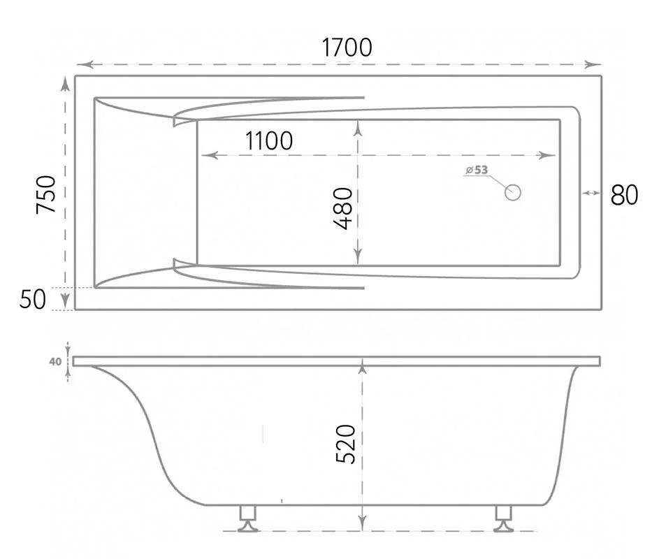 Ванна из искуственного камня Marmo Bagno София MB-SF170-75 белый