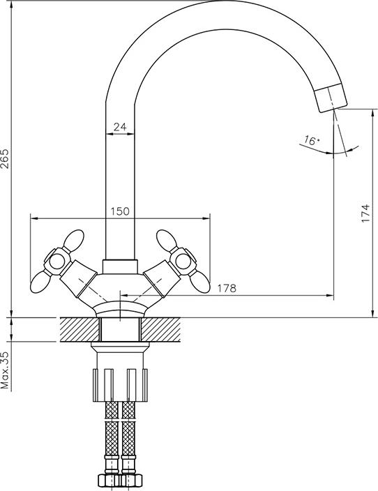 Смеситель для кухонной мойки Decoroom DR53028, хром