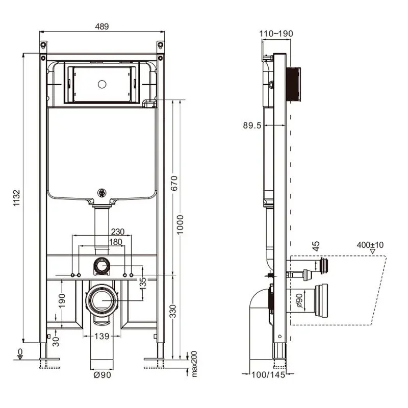 Инсталляция Aquame AQM4003, для подвесного унитаза