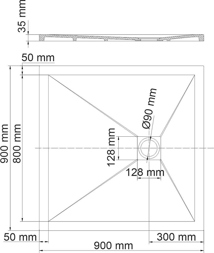 Душевой поддон WasserKRAFT Dill 61T03 90x90 см, черный матовый