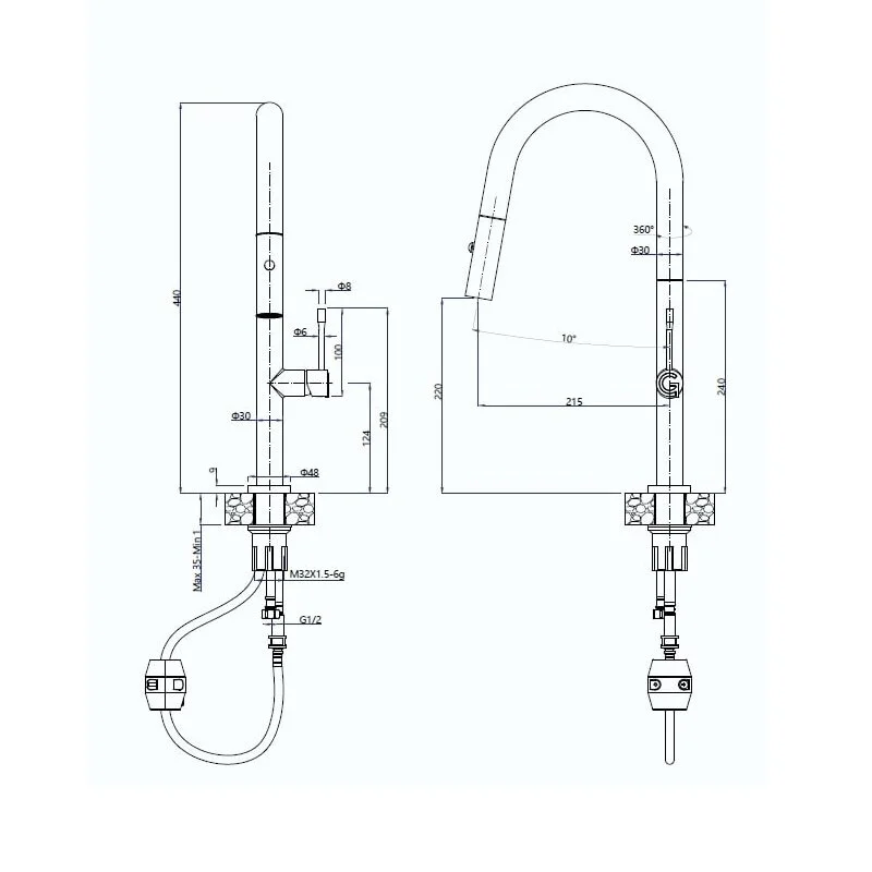 Смеситель для кухни Rivelato Asti 3972500 antracite oro золото, черный