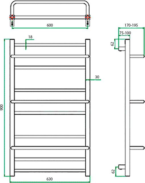 Полотенцесушитель водяной Grota Vista 63x90