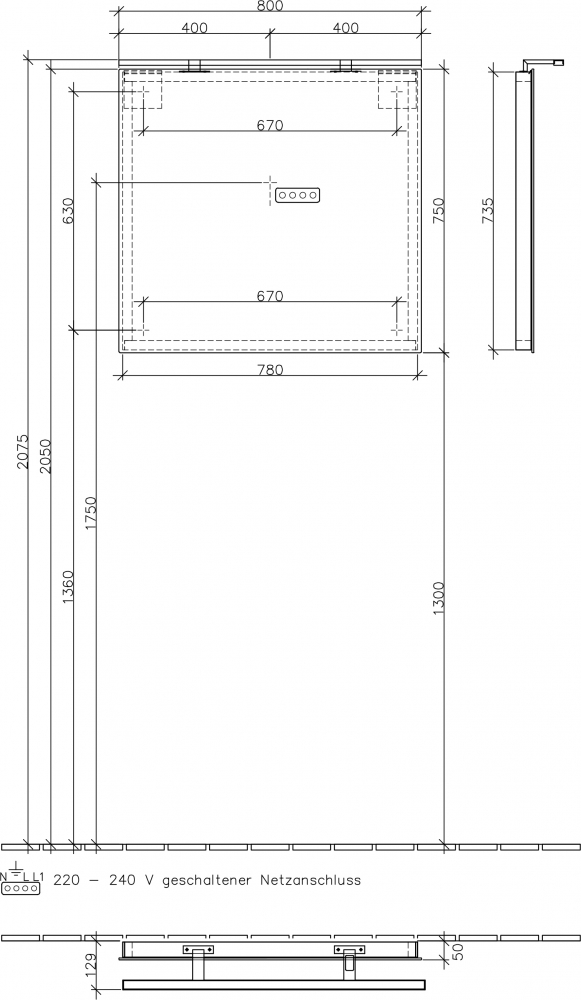 Зеркало Villeroy & Boch More to See A404 8000 80 см