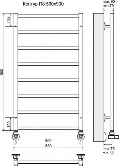 Полотенцесушитель водяной Terminus Контур П8 500x900