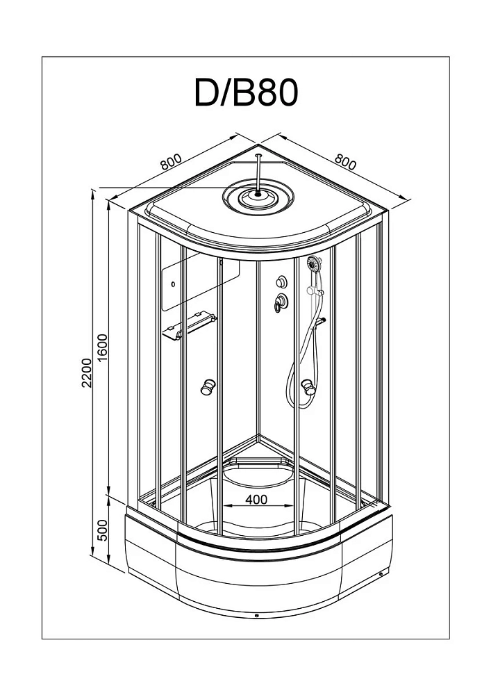 Душевая кабина Deto D D80SLED