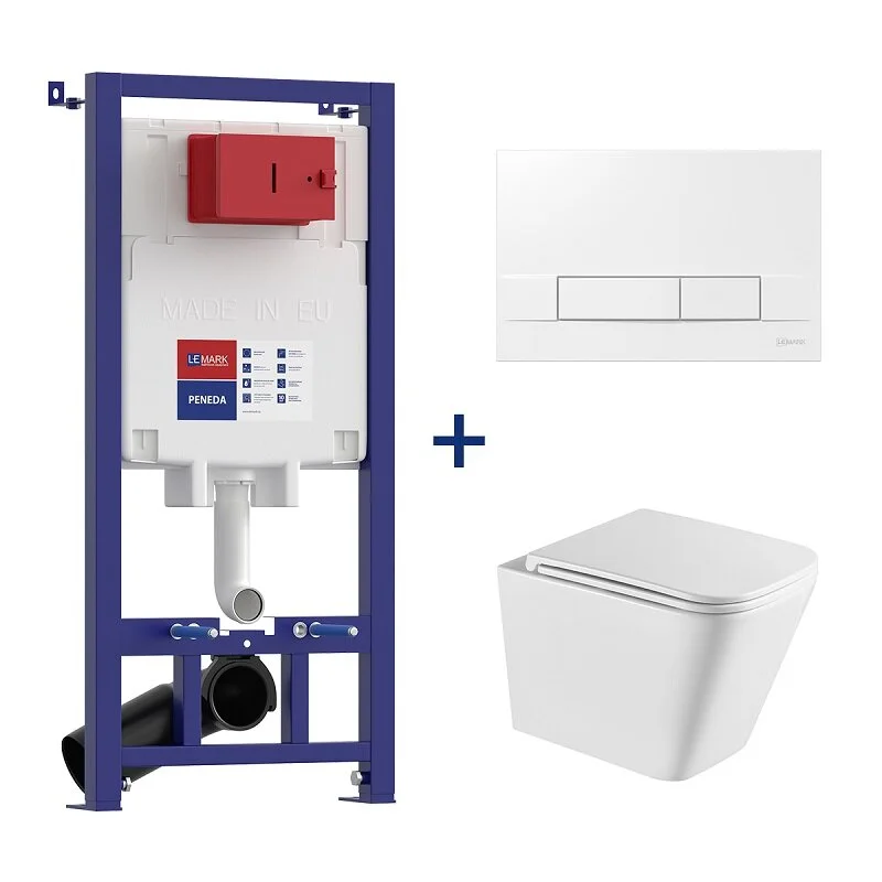 Инсталляция Lemark Peneda с безободковым унитазом Florex 100804418 Торнадо сиденье микролифт клавиша Bit белая глянцевая 41490₽