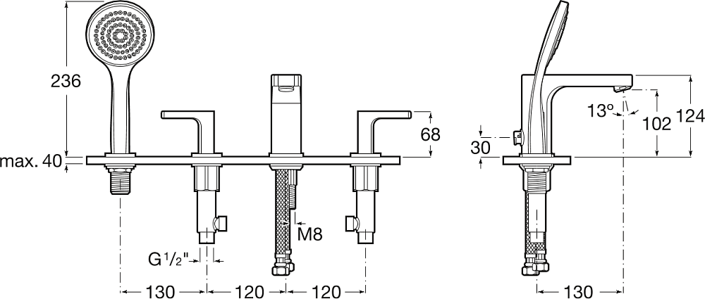 Смеситель для ванны Roca L90 5A1801C00