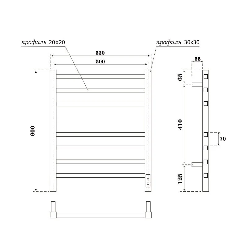 Полотенцесушитель электрический Point Вега PN71856GB серый