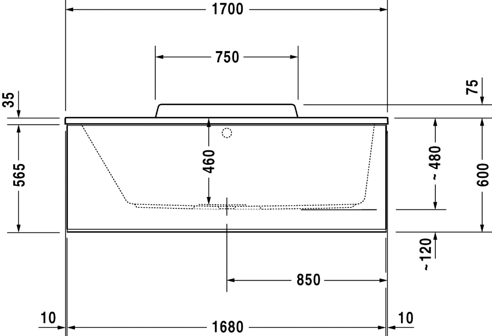 Акриловая ванна Duravit Durastyle 170x75 700296 с ножками 790100