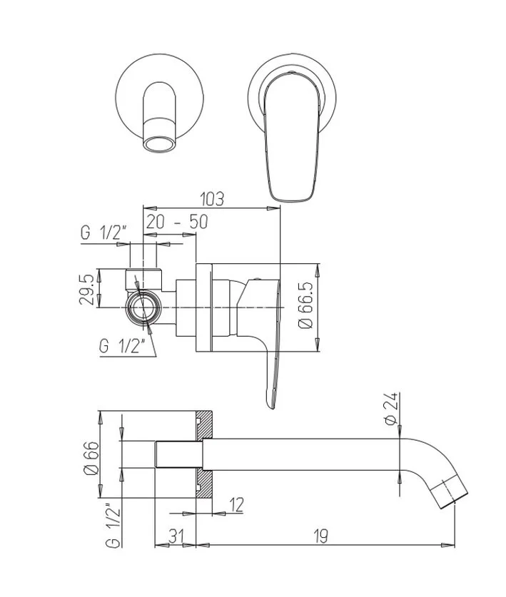 Смеситель для раковины Paini Parallel 47CR208 хром