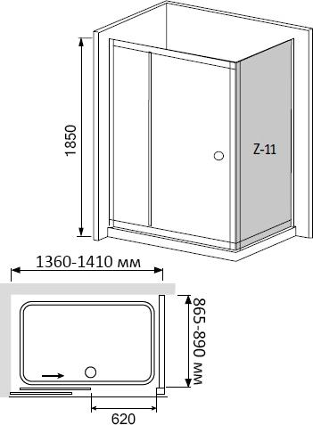 Душевой уголок RGW Classic CL-45 (1360-1410)x900x1850 профиль хром, стекло чистое