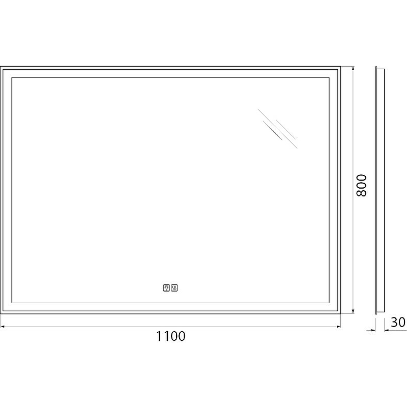 Зеркало BelBagno SPC-GRT-1100-800-LED-TCH-WARM 110 см, с подсветкой, подогревом и сенсорным выключателем