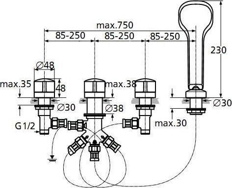 Смеситель на борт ванны Ideal Standard Melange A4292AA, хром