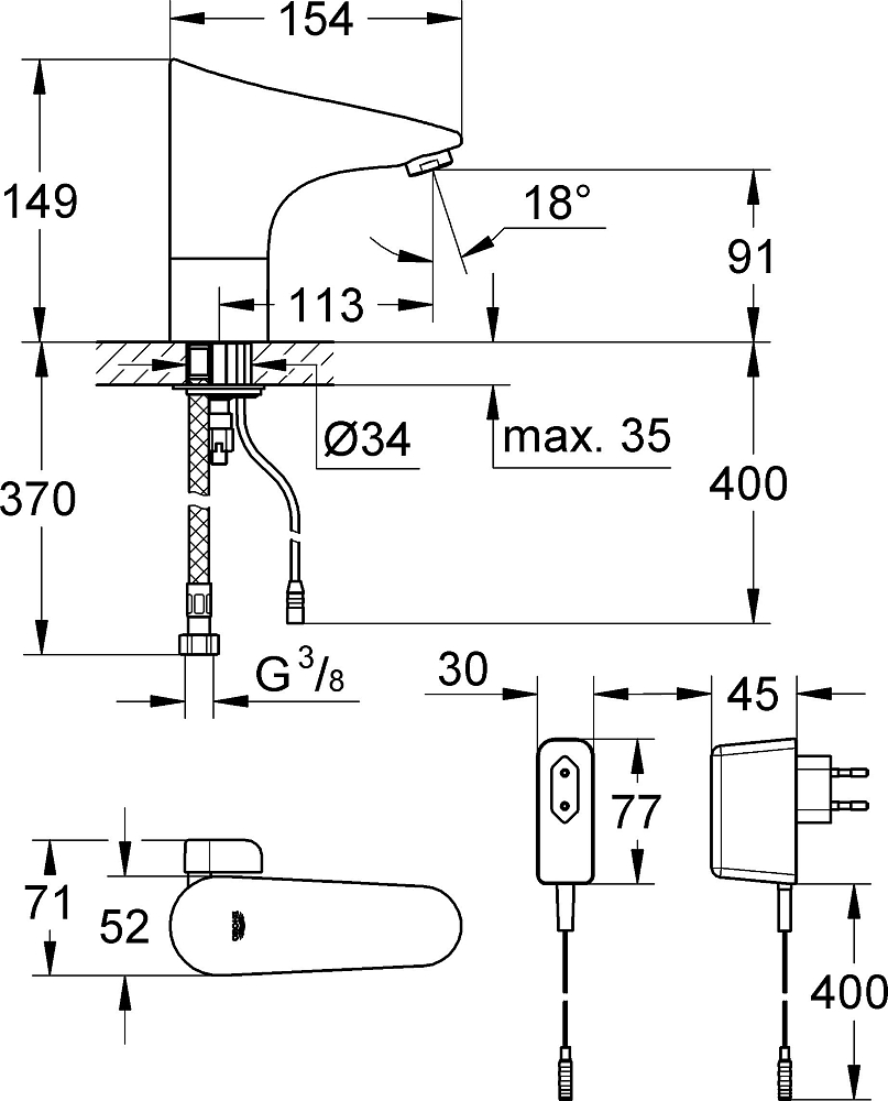 Смеситель Grohe Europlus E 36015001 для раковины