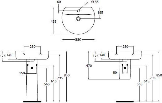 Раковина Ideal Standard Connect Sphere E786401 55 см