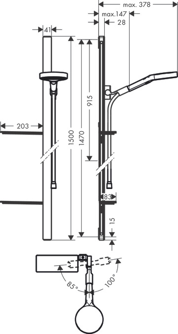 Душевой гарнитур Hansgrohe Rainfinity 27674000, хром