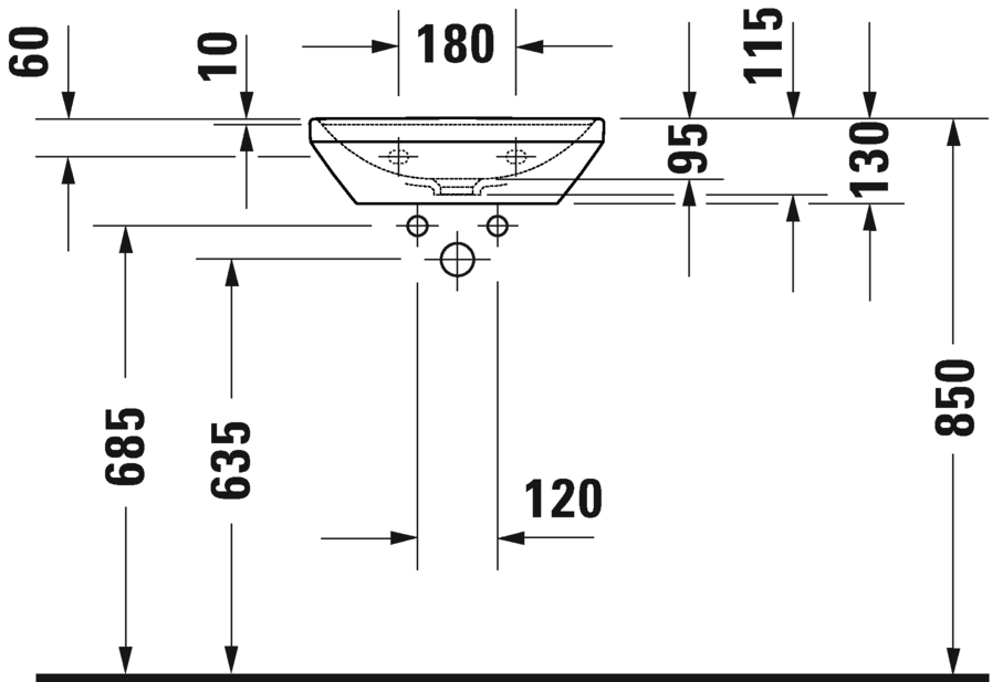 Раковина 45 см Duravit D-Neo 0738450041, белый