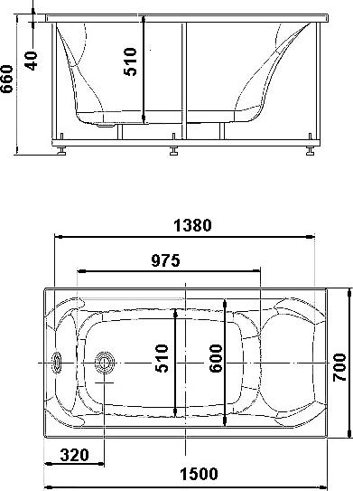 Акриловая ванна Aquatek Альфа 150х70 см ALF150-0000038, белый