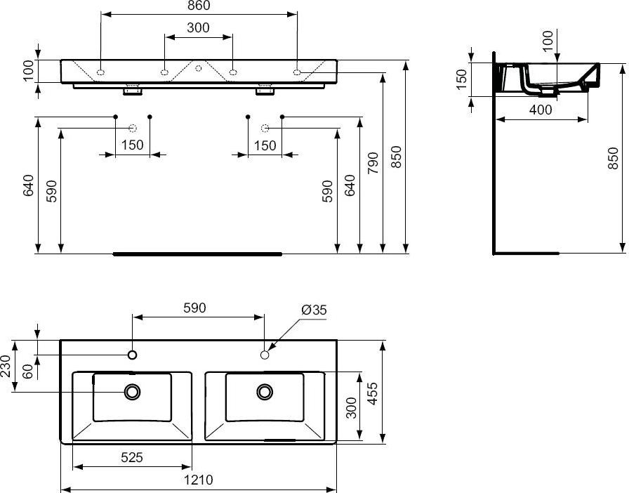 Раковина 121 см Ideal Standard Strada K079101