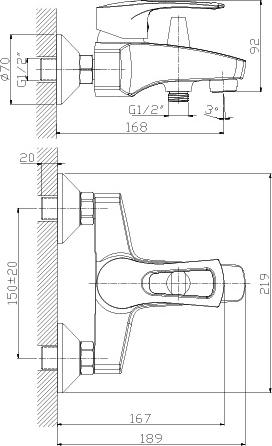 Смеситель Rossinka T T40-31 для ванны с душем